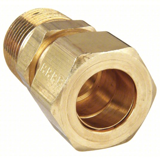 Male Connector: Brass, Compression x MNPT, 3/4 in Pipe Size, For 3/4 i ...