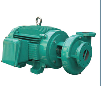 Series GE: Close-coupled end suction pumps with cast iron case, stainless steel impeller, stainless steel sleeves, mechanical seal and steel motor shaft. Motor is TEFC Premium Efficient Type. Pump/ motor provided with steel baseplate.