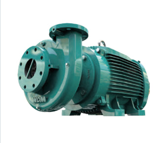 Series GE: Close-coupled end suction pumps with cast iron case, stainless steel impeller, stainless steel sleeves, mechanical seal and steel motor shaft. Motor is TEFC Premium Efficient Type. Pump/ motor provided with steel baseplate